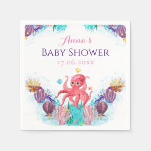 Serviette En Papier Baby shower coloré de pieuvre de mer mignonne