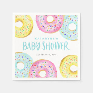 Serviette En Papier Baby shower coloré Pastel Sprinkle Donuts