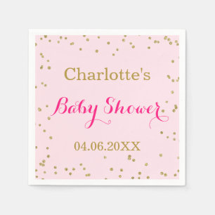 Serviette En Papier Baby shower Confetti de Parties scintillant or ros