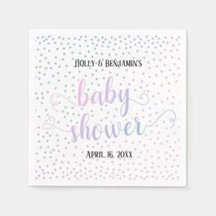 Serviette En Papier Baby Shower Confettis Rose et Bleu, Noms & Date