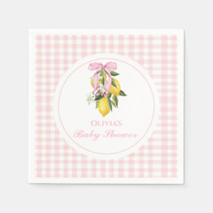 Serviette En Papier Baby shower Coquette prépa Ruban rose citron