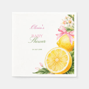 Serviette En Papier Baby Shower Coquette Rose Citron