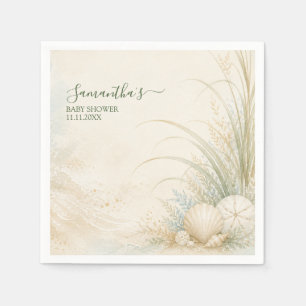 Serviette En Papier Baby Shower Coquillage Marin Neutre