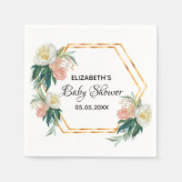 Baby shower corail floral or roses géométriques