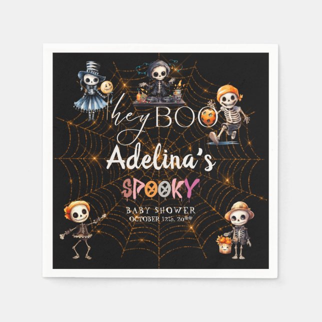 Serviette En Papier Baby shower Costume Halloween Boo Skeletons Éffray (Devant)