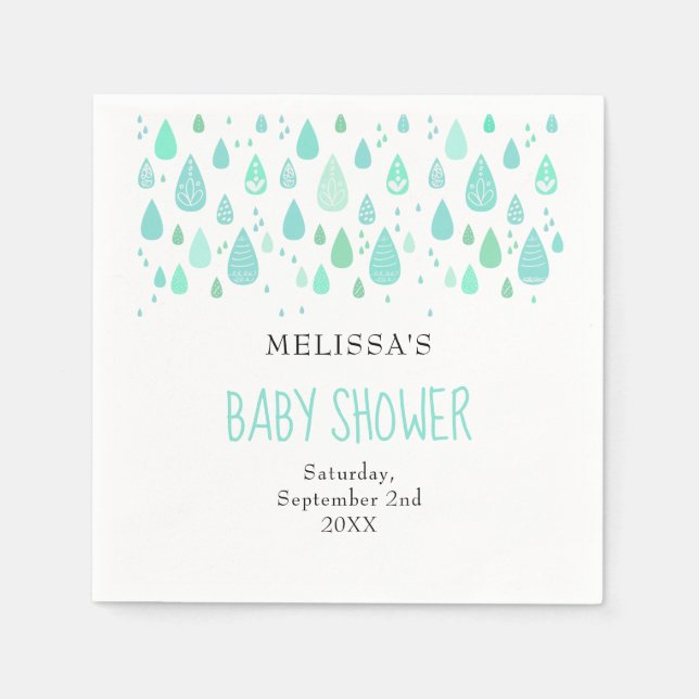 Serviette En Papier Baby shower Couples Couples Cute Raindrops / Saupo (Devant)
