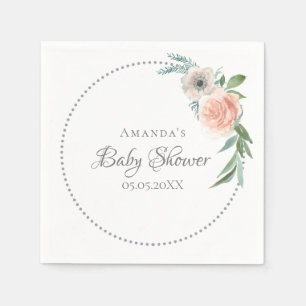 Serviette En Papier Baby shower couronne florale rose poussiéreuse