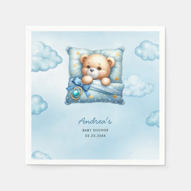 Serviette En Papier Baby shower Coussin Teddy Bear (Devant)
