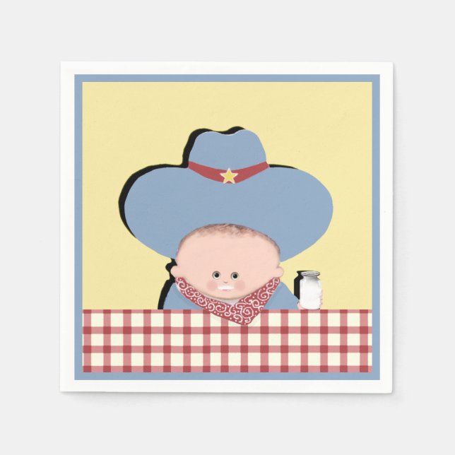 Serviette En Papier Baby-Shower Cow-Boy (Devant)