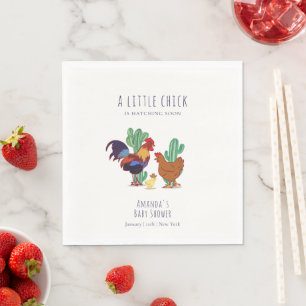 Serviette En Papier Baby Shower Cow-boy de Campagne Cactus Coq Poule