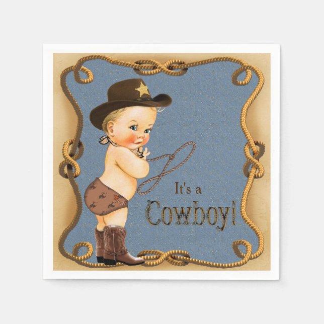 Serviette En Papier Baby shower Cowboy (Devant)