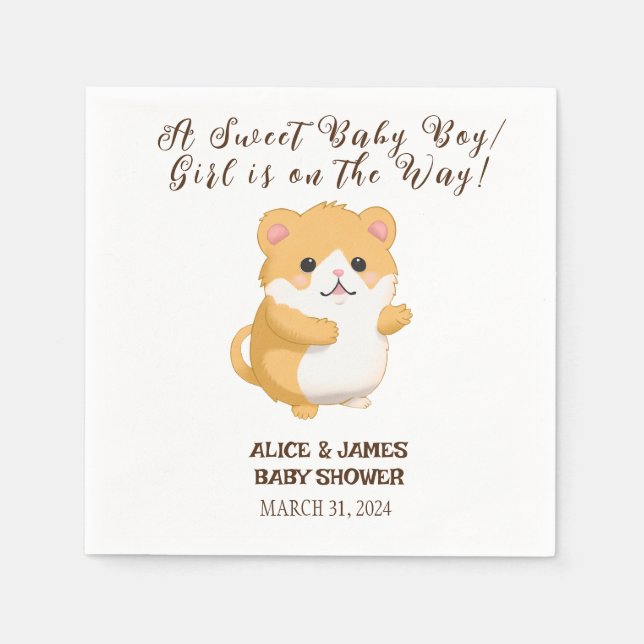 Serviette En Papier Baby shower Cute Hamster Napkins (Devant)