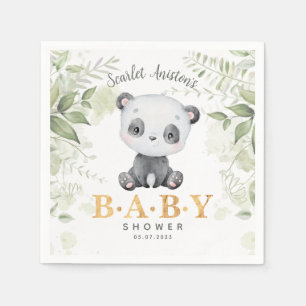 Serviette En Papier Baby shower Cute Panda Eucalipt Verdure