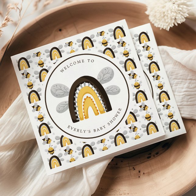 Serviette En Papier Baby shower d'abeilles de l'arc-en-ciel (Créateur téléchargé)