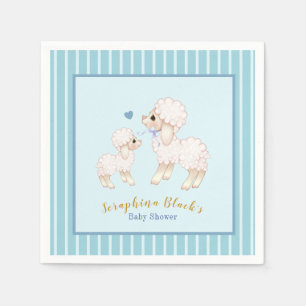 Serviette En Papier Baby shower d'agneau de garçon Bleu mignon servie