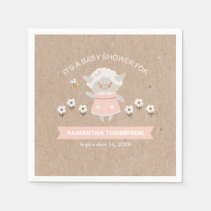 Serviette En Papier Baby shower d'agneau mignon rose