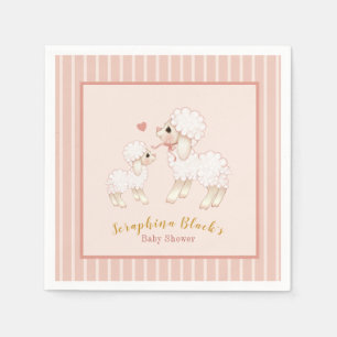 Serviette En Papier Baby shower d'agneau rose