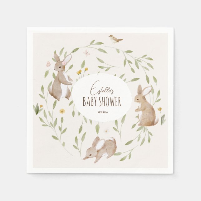 Serviette En Papier Baby shower d'amis de la forêt (Devant)