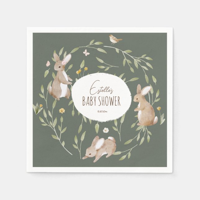 Serviette En Papier Baby shower d'amis de la forêt (Devant)