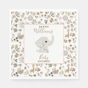Serviette En Papier Baby shower d'Anamials de Safari de Boho mignonne