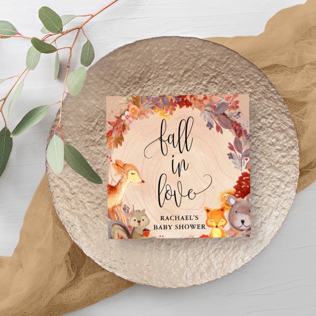 Serviette En Papier Baby shower d'animaux de bois d'automne personnali (Beautiful napkins for your fall themed baby shower.)