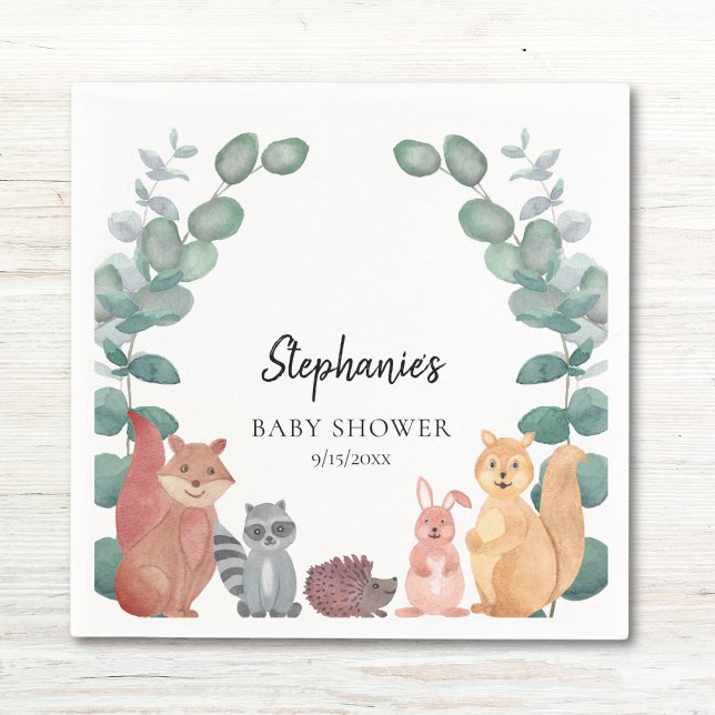 Serviette En Papier Baby shower d'animaux de bois mignons (Créateur téléchargé)
