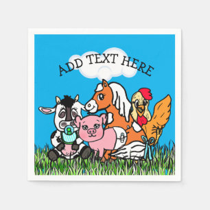Serviette En Papier Baby shower d'animaux de ferme personnalisés