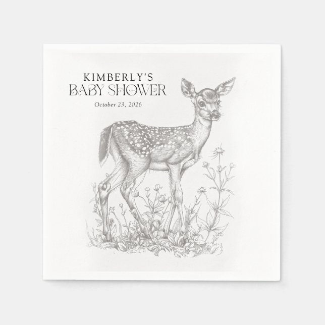 Serviette En Papier Baby shower d'animaux de la forêt antique (Devant)