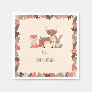 Serviette En Papier Baby shower d'animaux en bois mignon / Saupoudrer