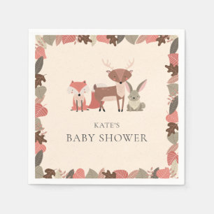 Serviette En Papier Baby shower d'animaux en bois mignon / Saupoudrer