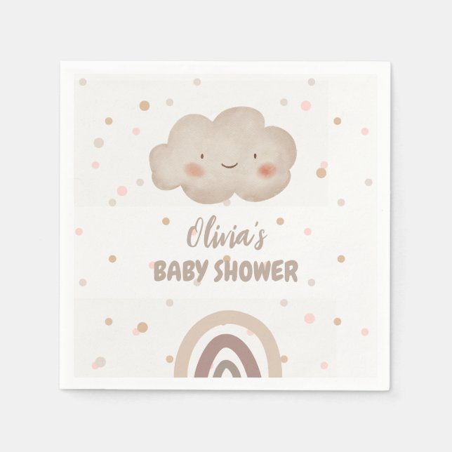 Serviette En Papier Baby shower d'aquarelle beige (Devant)