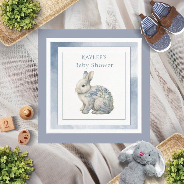 Serviette En Papier Baby shower d'aquarelle bleu animal (Créateur téléchargé)