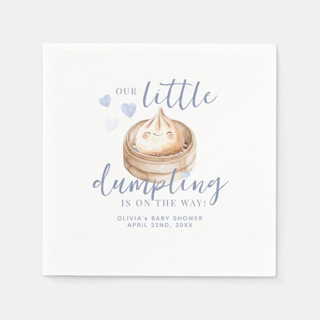 Serviette En Papier Baby shower d'aquarelle bleu petit Dumpling Napkin (Devant)
