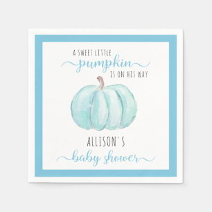 Serviette En Papier Baby shower d'aquarelle Blue Sweet Little Citrouil