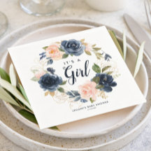 Baby shower d'aquarelle Blush Navy Wreath