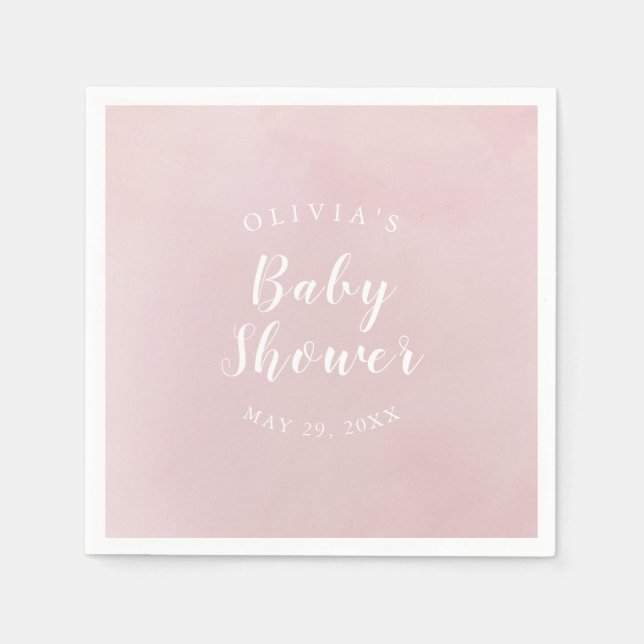Serviette En Papier Baby shower d'aquarelle Blush personnalisé (Devant)