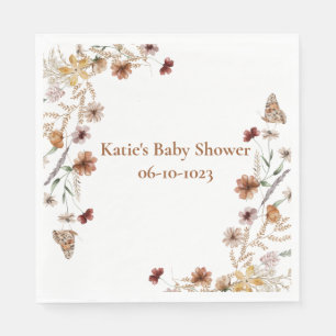 Serviette En Papier Baby shower d'aquarelle Boho fleur sauvage