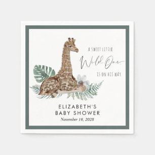 Serviette En Papier Baby shower d'aquarelle Boho Giraffe