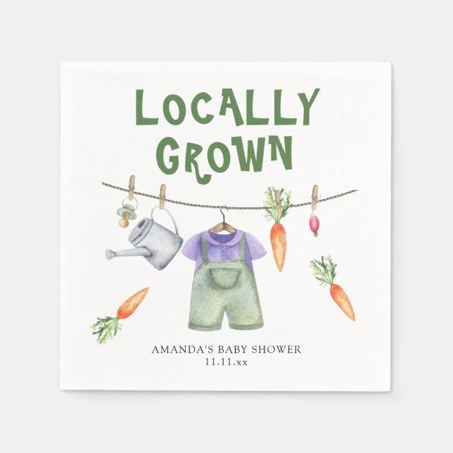 Serviette En Papier Baby shower d'aquarelle de légumes cultivés locale (Devant)