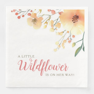 Serviette En Papier baby shower d'aquarelle de petit fleur sauvage