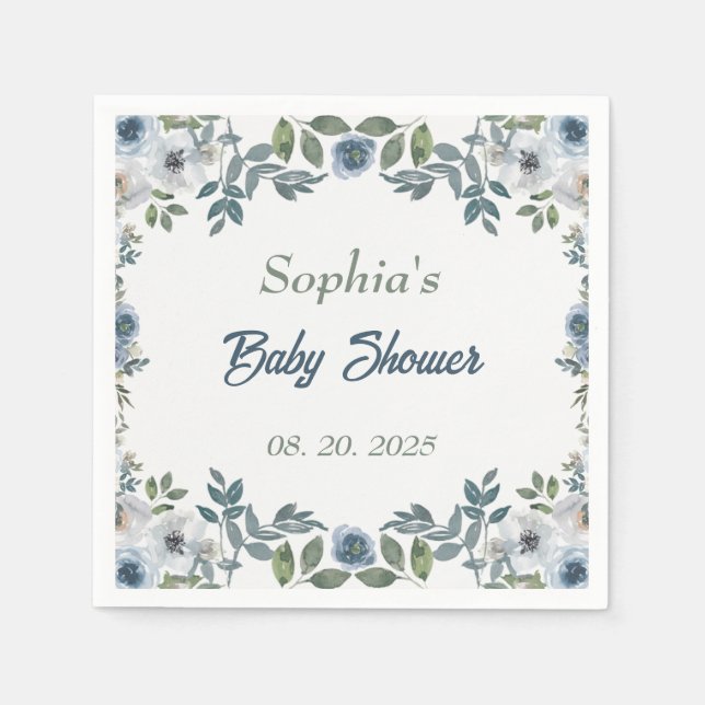 Serviette En Papier Baby shower d'aquarelle de printemps (Devant)