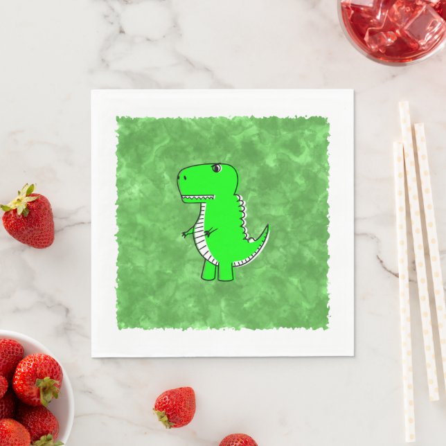 Serviette En Papier Baby shower d'aquarelle Dino vert (En situation)