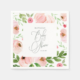Serviette En Papier Baby shower d'aquarelle florale