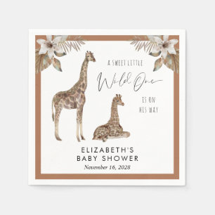 Serviette En Papier Baby shower d'aquarelle Giraffes Boho