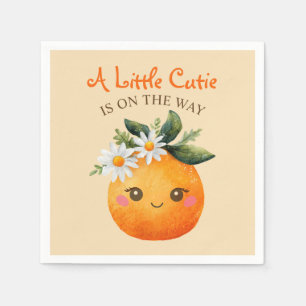 Serviette En Papier Baby shower d'aquarelle Little Cutie Orange Citrus
