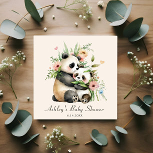 Serviette En Papier Baby shower d'aquarelle mignonne Fleurs et ours