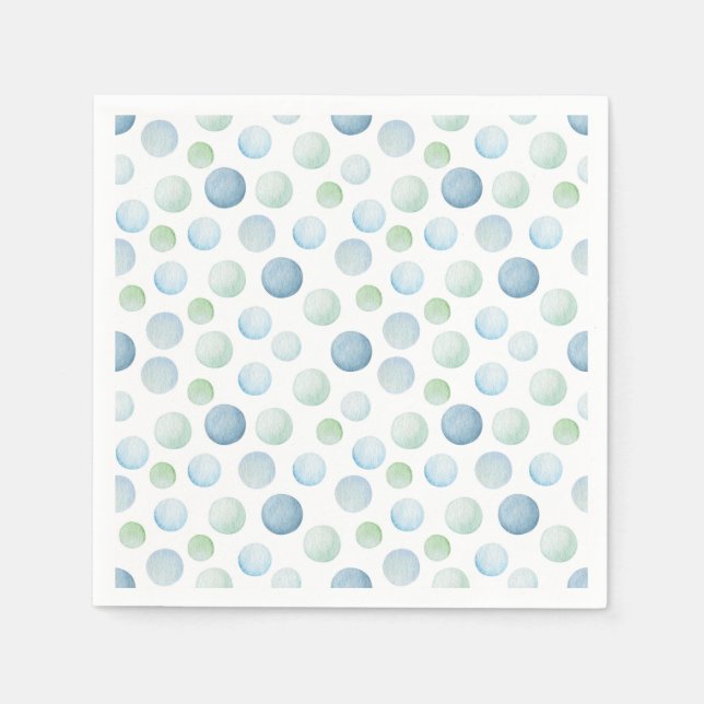 Serviette En Papier baby shower d'aquarelle "Polka Dot Splash" (Devant)
