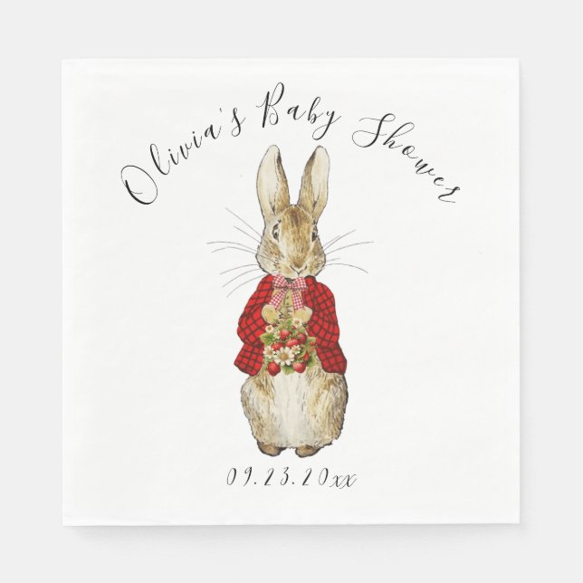 Serviette En Papier Baby shower d'aquarelle Red Peter Rabbit (Devant)
