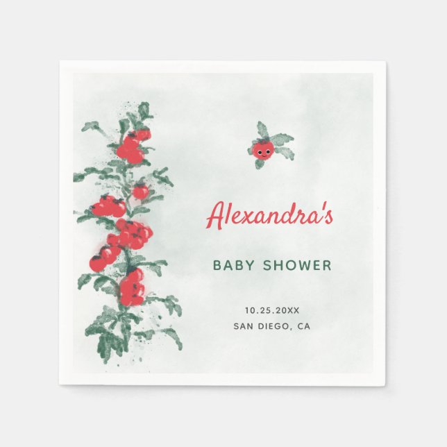 Serviette En Papier Baby shower d'aquarelle rustique chic Little Tomat (Devant)
