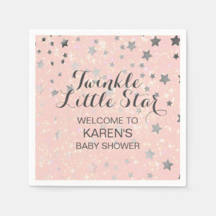 Serviette En Papier Baby shower d'argent rose noir Twinkle Little Star